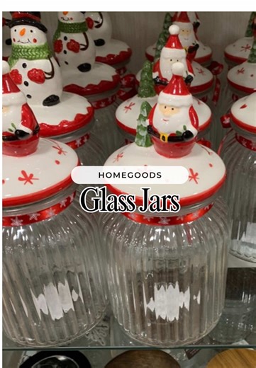 What would you put in these cute Christmas jars? Find these at #homegoods with a bunch of other awesome Christmas decor.#christmas #homedecor