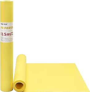 Yellow Wrapping Paper Kraft Arts Paper Roll - 17.5 inches by 49.2 Feet (15m) Gift Wrapping Paper for Christmas/New Year/DIY Crafts/Drawing Art PAP01GY