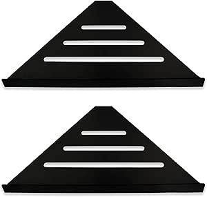 Corner Shower Caddy Organizer for Bathroom - 2 Pack Stainless Steel Modern High End Corner Design - Wall Mountable Shower Organizer and Easy to Install - Holder Rack Shelf with no Pole (Mate Black)