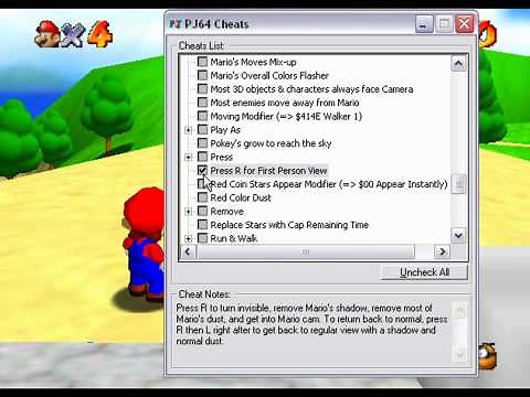 SM64 Cheat Code - Press R for First Person View