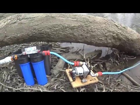 12 Volt water pump, Shurflo pump and Water Filter for filling RV Caravan tanks, or camping shower