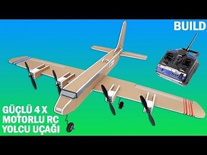 How To Make A RC Cargo Airplane with Powerfull 4 Motors. From Foamboard.
