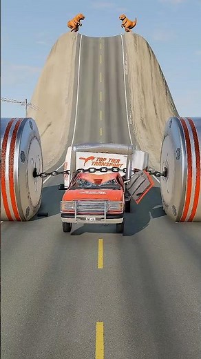 Cars & Cargo Van vs Chained Hydraulic Crush -BeamNG.Drive