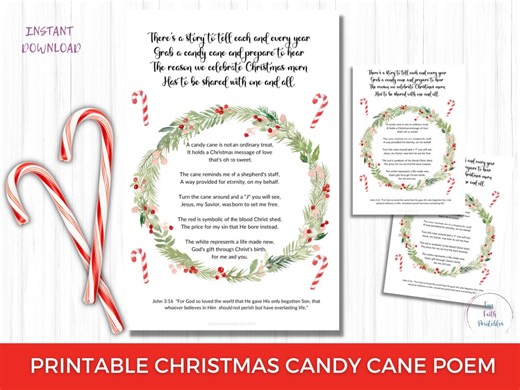 Candy Cane Poem, Christian Christmas Printable (digital Download) - Etsy Australia