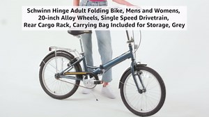 Schwinn Hinge Adult Folding Bike, 20-inch Wheels, Rear Carry Rack, Carrying Bag, Multiple Colors