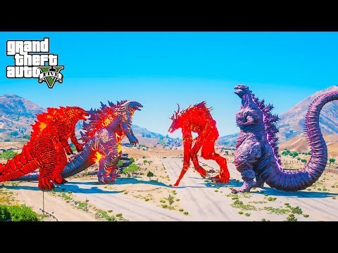 GTA 5 Mods | Thermo Godzilla 2024 & Godzilla Prime vs Shin Godzilla & Cleric MUTO