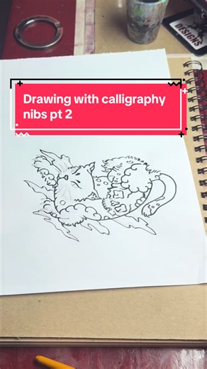 Drawing with calligraphy nibs pt2 not sure if I should even do a grey wash since I’m just playing around. But I also wanna try and do a whole sheet soon. Thoughts? #nibs #caligraphy #watchmedraw #pt2 #fyp