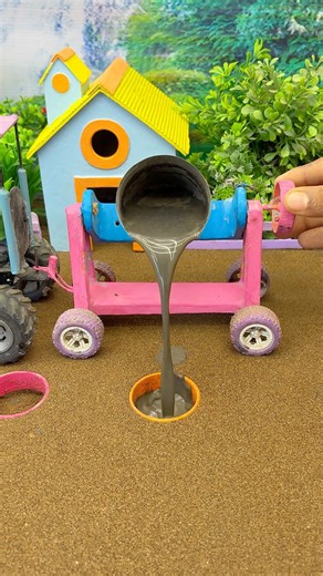 😱 Real Working Mini Tractor Making Cement Pillar | Amazing DIY Construction Machine 🚜 #shorts