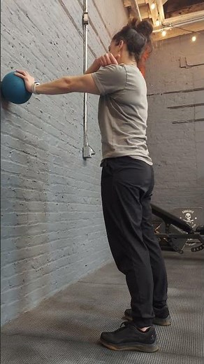 Scapular protraction and retraction with ball at wall