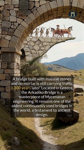 Built with massive stones and no mortar, this 3300-year-old Greek bridge still carries traffic. #history #ancienthistory #archaeology #didyouknow | Epochal