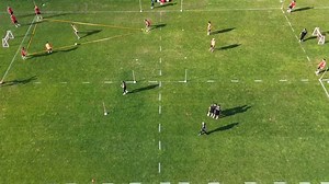 Two-zone 3v2 setup. Zone 1 Find the player between the lines Zone 2 Attack with a 3v2 | Football Training Drills/Session Plans