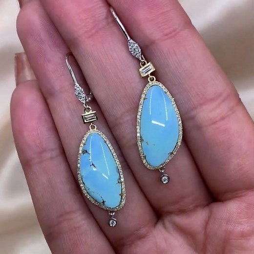 Meira T - 14K Turquoise & Diamond Drop Earrings
