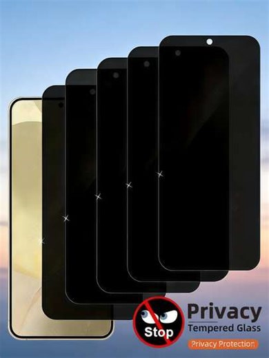 Shockproof Privacy Screen Protector 5Pcs Anti-Spy Tempered Glass Screen Protection Compatible With Samsung Galaxy S25 S24 A57 A37/Compatible With IPhone 17 16/Compatible With HUAWEI/Honor/Compatible With Xiaomi 15T/Poco/ Note 15 Full Coverage 9H Hardness Anti-Fingerprint Case Friendly, Easy Apply Thin Design, Sensitive Touch, Dust-Proof Compatible Full Coverage No Light Leak Privacy Electroplated Oleophobic Coating Spring Anniversary Gift | SHEIN
