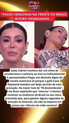 REVELAÇÃO! GABY CABRINI desmaia ao vivo no Fofocalizando, do SBT, e motivo vem à tona