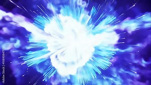 Energy blast effect with blue fire and scattered sparks, expanding outwards