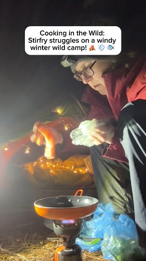 30K views · 1.3K reactions | Cooking in the Wild: Stirfry struggles on a windy winter wild camp! ⛺️   My voice sounds odd because I had to use voice enhancement to strip the noise of the wind which was very loud! Not the nicest dinner on this windy winter camp, but it was refreshing! I had to leave at 6am due to severe weather warnings, and high winds. The mini crème eggs were  | Fiona in the Wild | Facebook