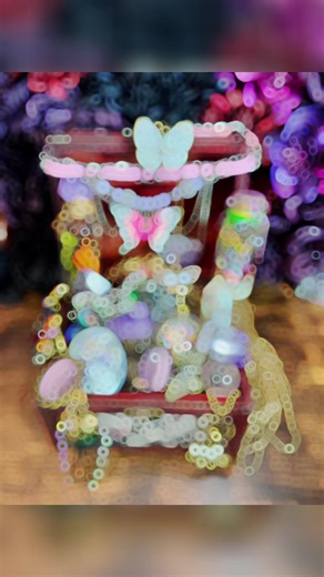 A treasure chest filled with whimsical magick featuring fairies, butterflies, moons & crystals. The jewelry is vintage to now including an amethyst slice pendant, butterfly necklaces, a butterfly brooch, a pink cat’s eye set plus it also has so much magickal fun - A butterfly wing wish jar (ethically sourced, a fae spell jar to connect with them, a flashy lepidolite Freeform, mini Rose Quartz star sphere, blue flash mini Labradorite sphere, Angel Aura sphere, Amethyst flower, Yooperlite fairy, A