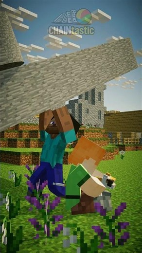 💪 Minecraft Steve Stops a Giant Domino to Save Alex and the Cat!