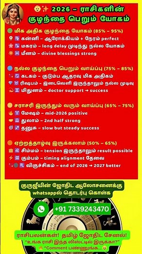 2026 – ராசிகளின் குழந்தை பெறும் யோகம்! #shorts #shortsvideo #shortfeed #astrology