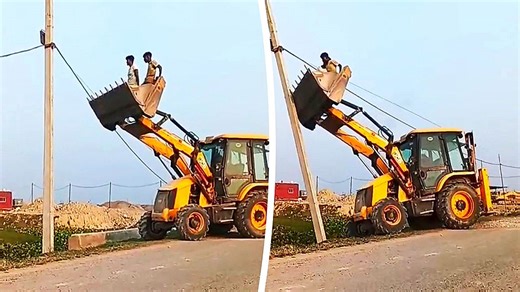 Driver of backhoe loader bucket mixes up brake pedal with gas