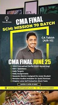 Mission 70: Crack CMA Final SCM with 100% Concept Clarity! 🚀 | June 2025 Batch