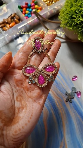 Diy Kundan Earrings 🩷✨ #diy #jewelrydesign #new #craft #diyjewelry #jewelrymaking #diyearrings