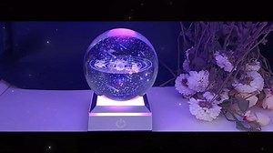 Solar System Crystal Ball Nightlight with LED Colorful Lighting, Touch Base, 3D Galaxy Crystal Ball Model Decor Science Astronomy Gift