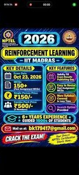 Reinforcement Learning || NPTEL Exam Preparation PDF MCQs 2026 #nptel2026 #skumaredu