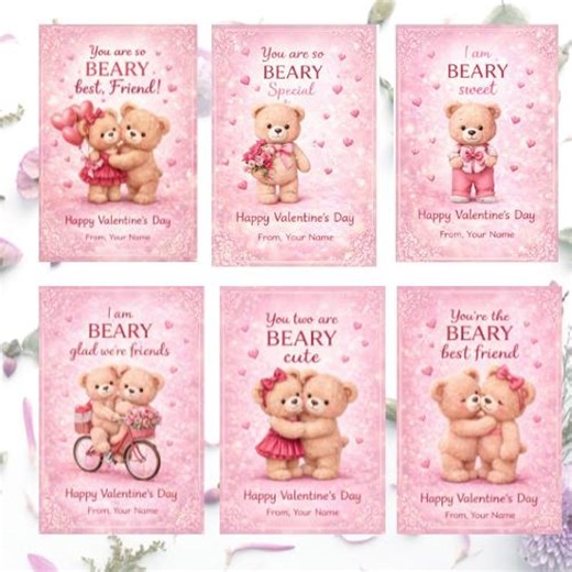Teddy Bear Valentine Cards, Kids Classroom Friendship Notes (digital Download) - Etsy