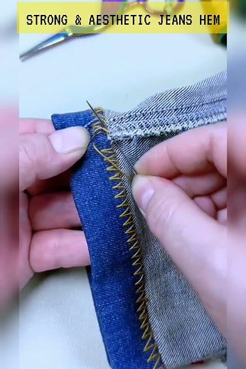 [UPCYCLING HACK] Make Strong & Aesthetic Jeans Hems with Hand Sewing! Neat Outside, Beautiful Inside