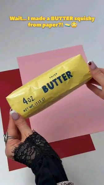 DIY butter squishy… using ONLY paper! 🧈 🧈😳#diy #squishy #papercraft #crafts #buttersquishy