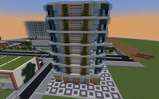 我的世界现代建筑教程 - How to Build a Modern Apartment Building - Step-by-step Tutorial