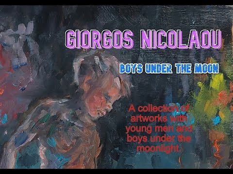 Giorgos Nicolaou, boys under the moon. Art, paintings
