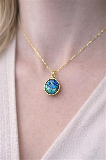 Natural Abalone Shell Necklace, Iridescent Paua Shell Pendant, Mermaidcore Ocean Jewelry - Etsy