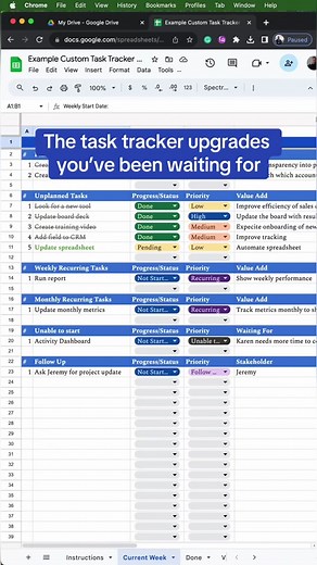 Automatic upgrades: How I stay organized at work using a custom task tracker in Google Sheets! Formulas/features: #timestamp #automaticallycopyrow #chart #pivottable @SheetsbyOlan -overview @SheetsbyOlan -tutorial part 1 #tasktracker #organized #customtracker #work #forgetful #worksmarternotharder #googlesheetstutorial #googlesheetstips #learngooglesheets #googlesheets #gsheets #data #excel #spreadsheet #LearnOnTikTok
