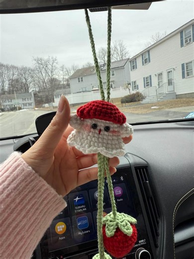 Handmade Crochet Strawberry Car Hanging - Etsy