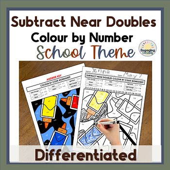 Subtract Near Doubles Within 20 Color-by-Number Math | First Day Back-to-School