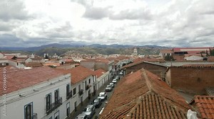 Sucre, Bolivia capital city skyline overview, 4k video. the white city.