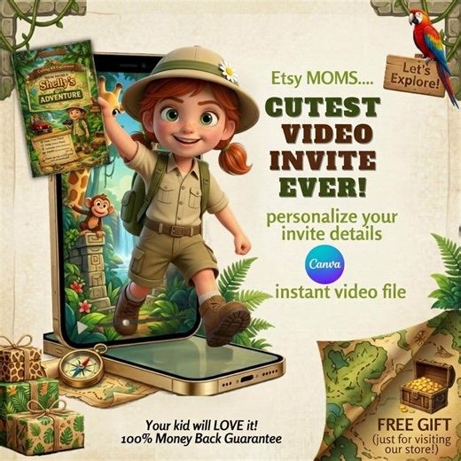 Safari Birthday Invitation Video | Safari Party Invite | Send Today Birthday Invite | Girls Birthday