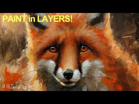 MIXING REALISM with ABSTRACT! Fox Portrait in ACRYLICS! #acrylicpaintingtutorial #impressionism