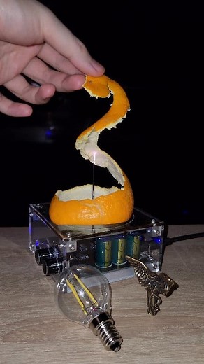 🍊 Electricity vs Orange peel, What is next❓️ #experiment #teslacoil #fruit #magic | Life Tesla Coil