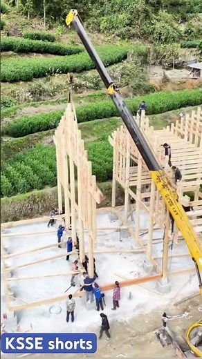 Three-Story Timber Wonder! 🌲🏗️ Fast & Precise Structural Assembly #TimberTech #ConstructionMagic