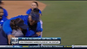 Note to UCLA Softball's Lisa Fernandez: Wear rain gear when you get surprised as the #Pac12SB Player and Pitcher of the Century on the live edition of #SportsReport! | Pac-12 Conference
