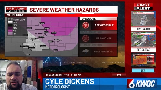 14K views · 60 reactions | TRACKING STORMS TODAY: A few severe storms are possible this afternoon and evening. This isn't going to be a widespread outbreak, but still could cause some issues, mainly east of the river. Damaging winds, heavy rainfall and a tornado or two are possible. Stay with TV6 throughout the afternoon, we will keep you advised. | KWQC TV6 News | Facebook