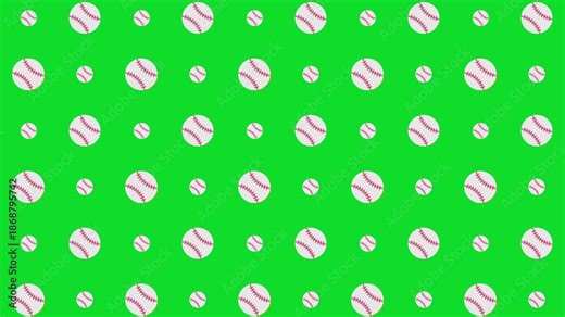 Seamless Baseball Pattern Animation Background - Green Screen Background.
