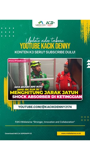MIDIATAMA ACADEMY OFFICIAL on Instagram: "Keselamatan dan Kesehatan Kerja (K3): Prioritas Utama di Tempat Kerja 🚧 Apakah Anda sudah memprioritaskan keselamatan di tempat kerja? Di video terbaru di channel YouTube Kacik Denny, kami membahas berbagai aspek penting dari Keselamatan dan Kesehatan Kerja (K3) yang perlu Anda ketahui! 🎥✨ Kami mengeksplorasi berbagai topik, seperti: 🔹 Pengenalan prinsip dasar K3 🔹 Identifikasi dan penilaian risiko 🔹 Penggunaan alat pelindung diri (APD) yang benar �