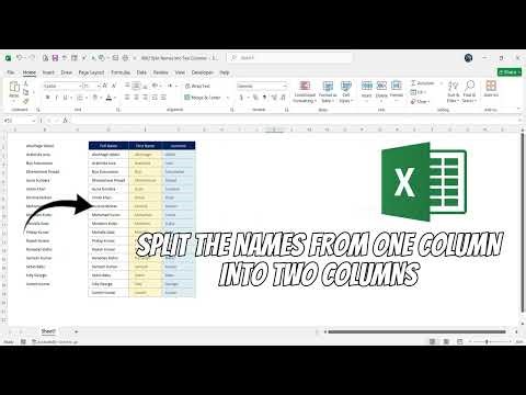 Split the names from one columns into two columns in Microsoft Excel #excel
