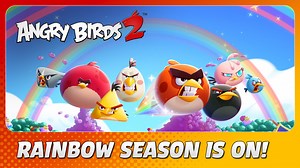 ✨ 𝗚𝗲𝘁 𝗥𝗲𝗮𝗱𝘆 𝘁𝗼 𝗦𝗽𝗮𝗿𝗸𝗹𝗲 𝘄𝗶𝘁𝗵 𝗧𝗿𝗲𝗮𝘀𝘂𝗿𝗲 𝗣𝗮𝘀𝘀: 𝗥𝗮𝗶𝗻𝗯𝗼𝘄 𝗦𝗲𝗮𝘀𝗼𝗻 🌈 Rise and shine, Flockers! The glistening rainbow is now upon us – introducing the dazzling Rainbow Season and Treasure Pass in Angry Birds 2! Embark on Daily Quests and tackle challenging Epic Quests, and earn Season Points to unlock Milestones brimming with a treasure trove of rewards. Each new Season brings a new exciting array of rewards, making every journey unique. Elevate your game by