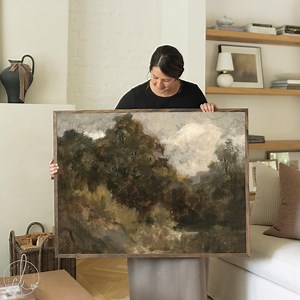 Moody Landscape Painting | Neutral Landscape Wall Art | Large Framed Art | Earth Tone Wall Decor | Framed Landscape for Living Room | N92 - Etsy