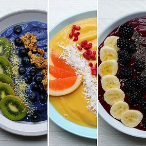 2.7K reactions · 882 shares | These three smoothie bowls made using Planet Oat Unsweetened Original Oatmilk are \*almost\* too pretty to eat. | Tasty | Facebook